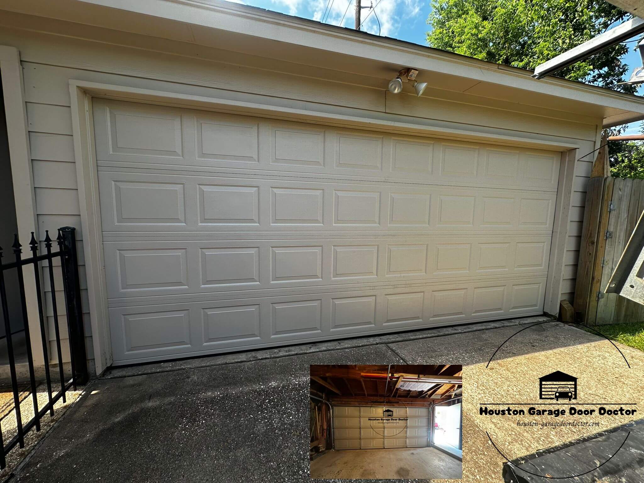 houston-garagedoordoctor.com_new_two_car_one_later_garage_door_almond_color_install